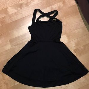 Black Cross-Strap Skater Dress